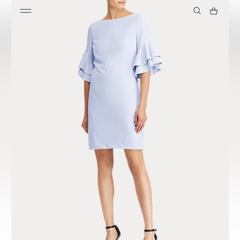Lauren Ralph Lauren blue mini crepe dress raffle sleeves size 12